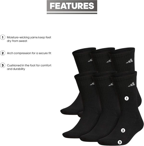 Men's Athletic Cushioned Crew Socks with Arch Compression (6 Pairs) - Image 2
