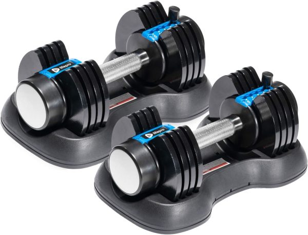 Lifepro Adjustable Dumbbells Set/Single - 15lb 43lb 55lb 90lb 25 lb Dumbbell Sets with Rack - Quick Adjust, Secure Grip weights dumbbells set - Compact Hand Weights for Women/Men at Home Gym
