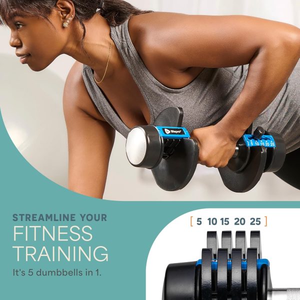 Lifepro Adjustable Dumbbells Set/Single - 15lb 43lb 55lb 90lb 25 lb Dumbbell Sets with Rack - Quick Adjust, Secure Grip weights dumbbells set - Compact Hand Weights for Women/Men at Home Gym - Image 2