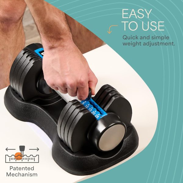 Lifepro Adjustable Dumbbells Set/Single - 15lb 43lb 55lb 90lb 25 lb Dumbbell Sets with Rack - Quick Adjust, Secure Grip weights dumbbells set - Compact Hand Weights for Women/Men at Home Gym - Image 3