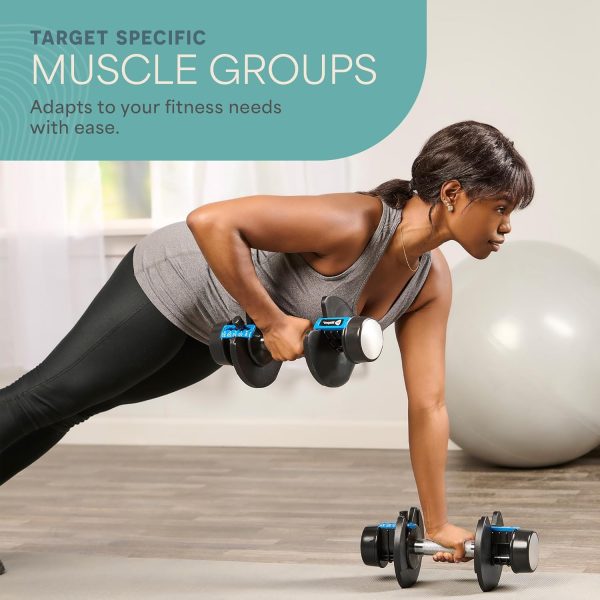 Lifepro Adjustable Dumbbells Set/Single - 15lb 43lb 55lb 90lb 25 lb Dumbbell Sets with Rack - Quick Adjust, Secure Grip weights dumbbells set - Compact Hand Weights for Women/Men at Home Gym - Image 8