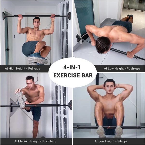 Sportneer Pull Up Bar: Strength Training Chin up Bar without Screws - Adjustable 29.5''-37'' Width Locking Mechanism Pull-up Bar for Doorway - Max Load 440lbs for Home Gym Upper Body Workout, Non-slip - Image 8